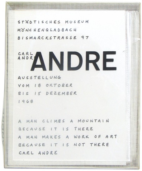 Carl Andre. Städtisches Museum Mönchengladbach