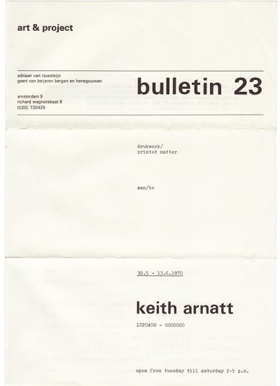 Art & Project Bulletin 23. Keith...