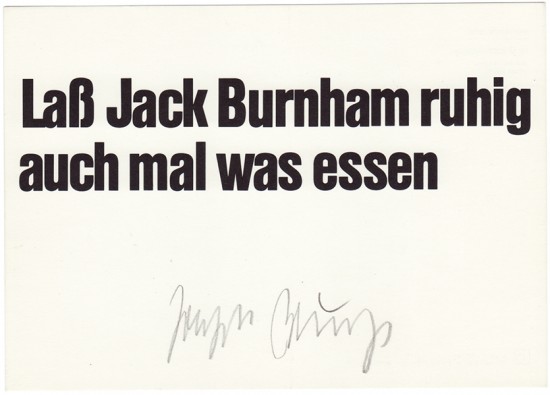 Laß Jack Burnham ruhig auch mal...