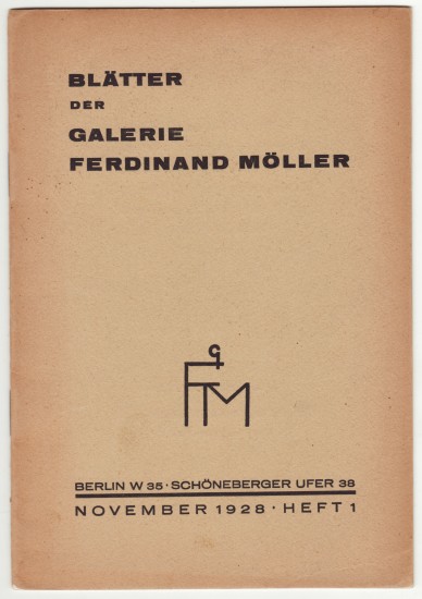 Blätter der Galerie Ferdinand Möller. November...