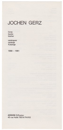 Jochen Gerz livres, books, bücher, catalogues,...
