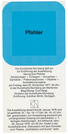 Georg Karl Pfahler Zeichnungen-Collagen-Gouachen-Gemälde-Präkonzeptionen-Objekte-Architekturprojekte