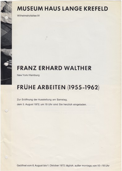 Franz Erhard Walther. Frühe Arbeiten (1955...
