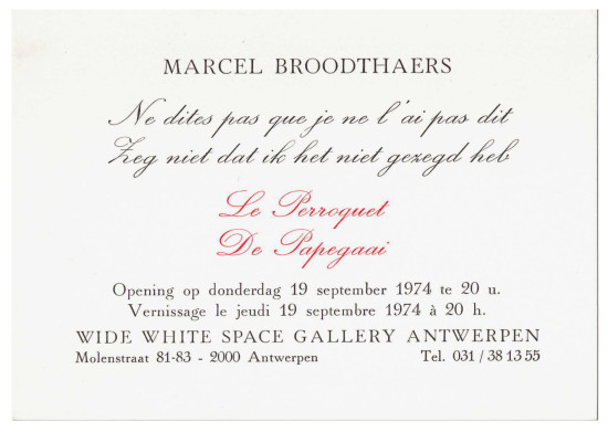 Marcel Broodthaers. Ne dites pas que...