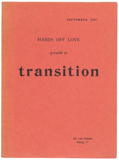 Hands Off Love. (Printed in Transition)