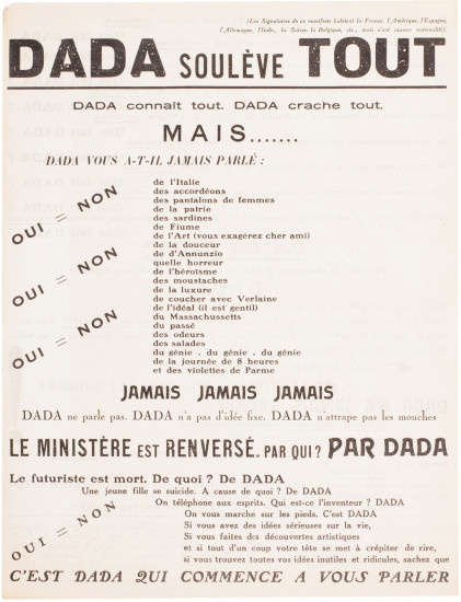 DADA SOULÈVE TOUT.  DADA connaît...